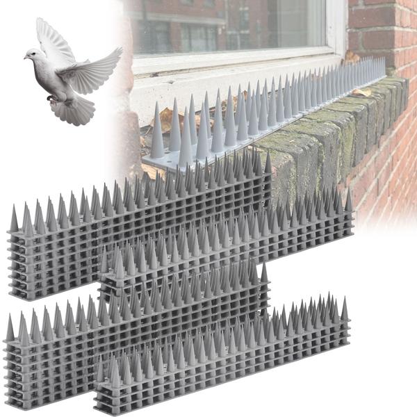 24er Set Taubenspikes Grau 10,8m - Effektive Vogelabwehr aus Polycarbonat - 3-reihige Abwehrspikes gegen Tauben, Möwen, Marder, Katzen & Eichhörnchen