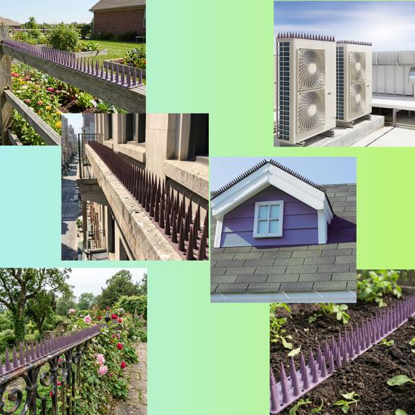 Lot de 24 pics anti-pigeons marron 10,8 m – protection anti-oiseaux efficace en polycarbonate – pics de défense à 3 rangées contre pigeons, mouettes, martres, chats et écureuils