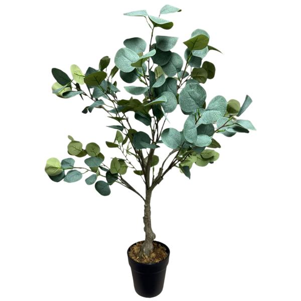 Artificial eucalyptus tree 82 cm: modern decorative tree in pot, artificial houseplant – low-maintenance for office & living room