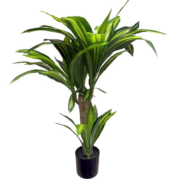 Palmier artificiel réaliste Yucca Dracaena 80 cm, plante artificielle de haute qualité : plante d’intérieur moderne en pot – déco idéale pour bureau et maison