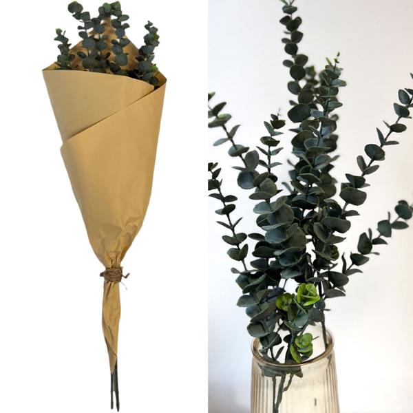 Élégantes branches d’eucalyptus artificielles 80 cm – branches décoratives réalistes idéales pour vase et couronne – lot de 3, effet naturel et durable