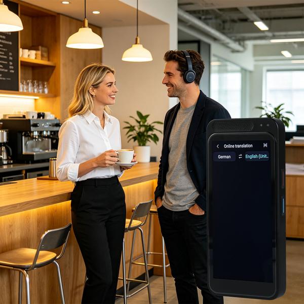 Revolutionary real-time translator: 150 languages, instant translation, text & voice function, currency converter, large display, AI chatbot