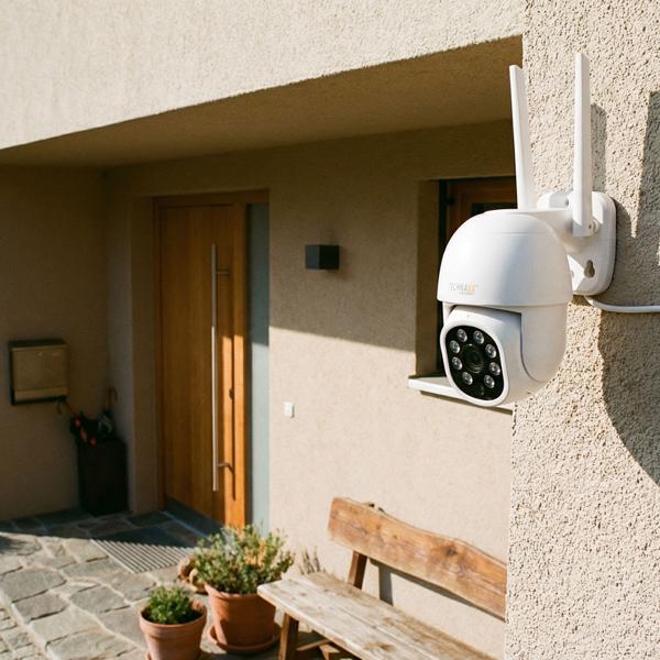 Mini caméra WLAN d’extérieur : caméra de surveillance Full HD 3 MP orientable, 5,8 GHz, commande via app, vision nocturne couleur, IP65 résistante aux intempéries, communication bidirectionnelle