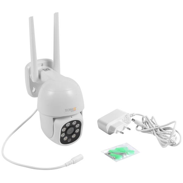 Mini caméra WLAN d’extérieur : caméra de surveillance Full HD 3 MP orientable, 5,8 GHz, commande via app, vision nocturne couleur, IP65 résistante aux intempéries, communication bidirectionnelle