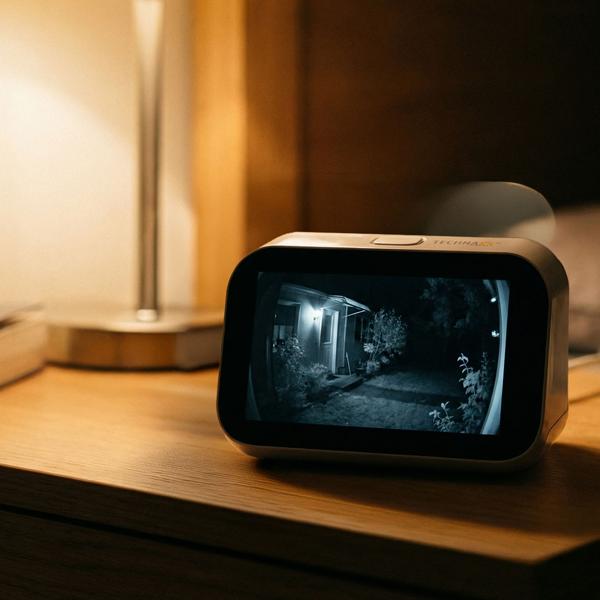Set mini caméra de surveillance professionnel : caméra extérieur 3MP HD ultra nette avec moniteur tactile, app intelligente, rotation 355°, audio bidirectionnel et puissante vision nocturne