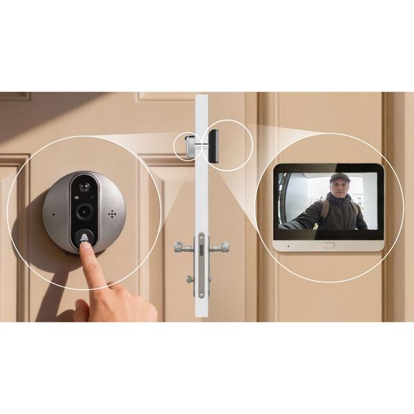 Judas de porte WiFi avec caméra, vidéo 3 MP, écran LCD 4,3“, sonnette, vision nocturne, détecteur de mouvement, interphone de porte avec audio bidirectionnel