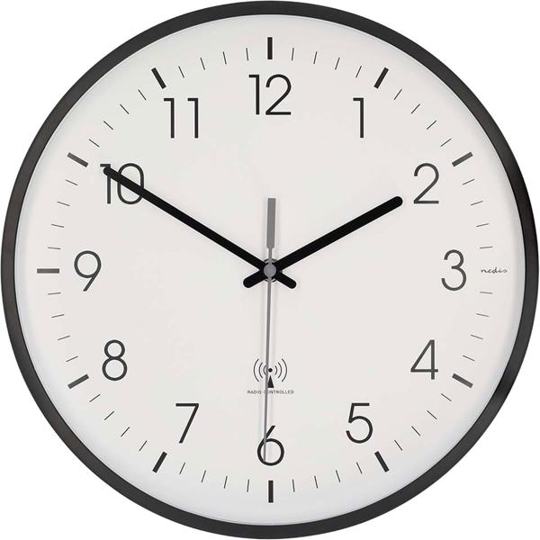 Klassische Funkwanduhr, kein störendes Ticken - Moderne Wanduhr Weiss/Schwarz - Analoge Uhr für Wohnzimmer, Küche & Büro - Grosse 30cm Funk-Uhr