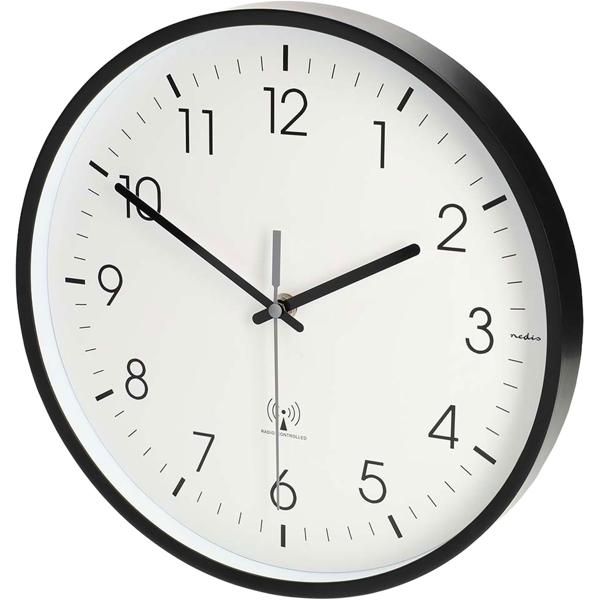 Klassische Funkwanduhr, kein störendes Ticken - Moderne Wanduhr Weiss/Schwarz - Analoge Uhr für Wohnzimmer, Küche & Büro - Grosse 30cm Funk-Uhr