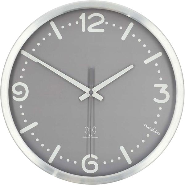 Moderne Funkwanduhr, kein störendes Ticken - Stilvolle Wanduhr Grau - Analoge Uhr für Wohnzimmer, Küche & Büro - Grosse 30cm Funk-Uhr