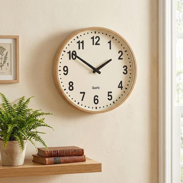 Moderno orologio da parete effetto legno, 30 cm – Orologio silenzioso senza ticchettio – Elegante orologio da parete per ufficio, cucina e soggiorno – Movimento al quarzo analogico preciso e silenzioso