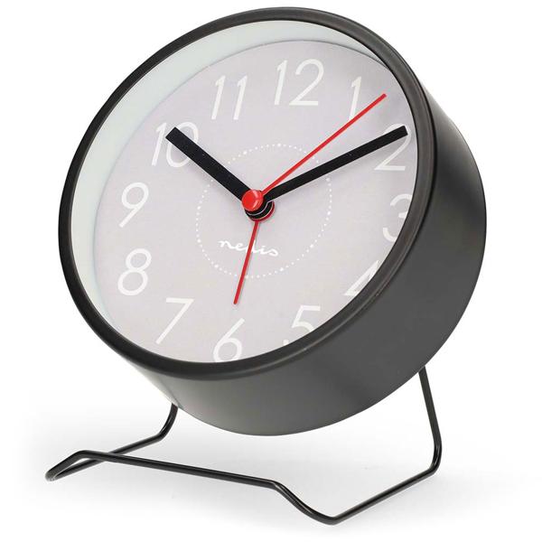 Lautloser Analoger Wecker in Schwarz – Kompakter Retro Tischwecker ohne Ticken, Modernes Design, Grau-Analog-Zifferblatt, Quartz Uhr