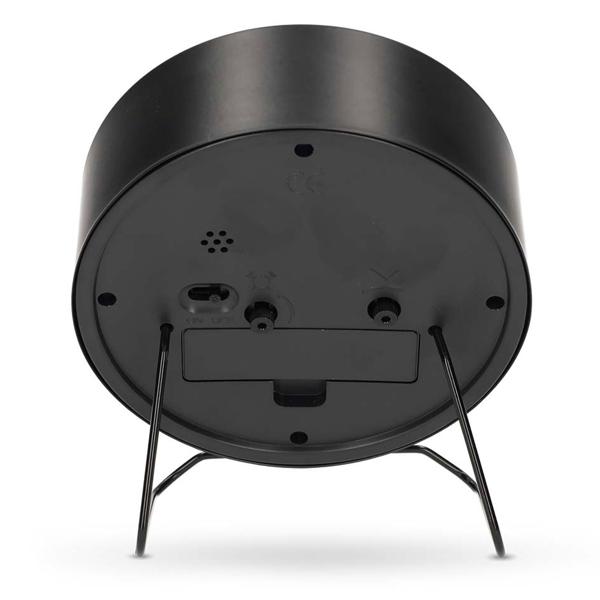 Lautloser Analoger Wecker in Schwarz – Kompakter Retro Tischwecker ohne Ticken, Modernes Design, Grau-Analog-Zifferblatt, Quartz Uhr