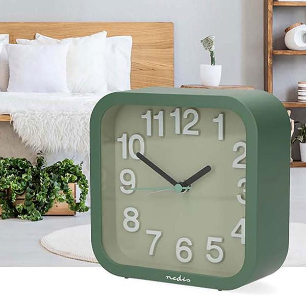 Retro Wecker Analog ohne Ticken - Leise Tischuhr in Grün - Modernes Design Quarzwecker für Nachttisch & Büro - Kompakt & Batteriebetrieben