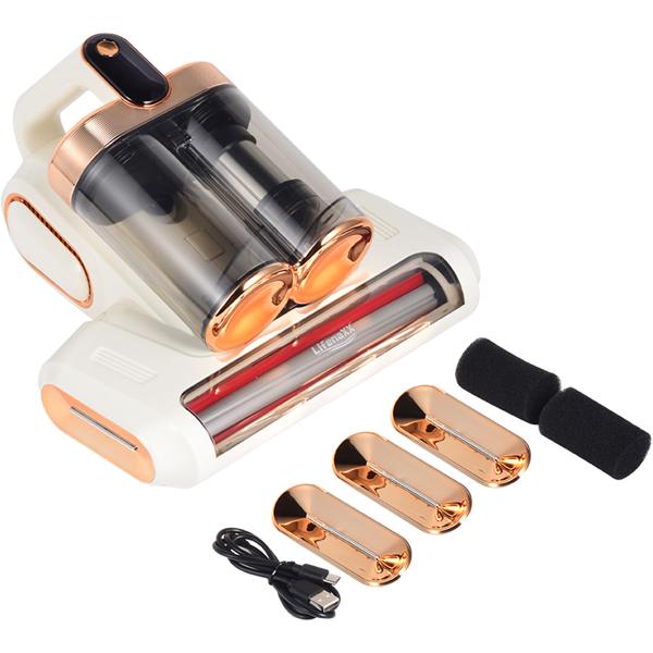 Aspirateur anti-acariens sans fil avec lumière UV-C et puissance d’aspiration 10 kPa, aspirateur à batterie contre les acariens pour matelas avec fonction de battage