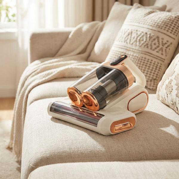 Aspirateur anti-acariens sans fil avec lumière UV-C et puissance d’aspiration 10 kPa, aspirateur à batterie contre les acariens pour matelas avec fonction de battage
