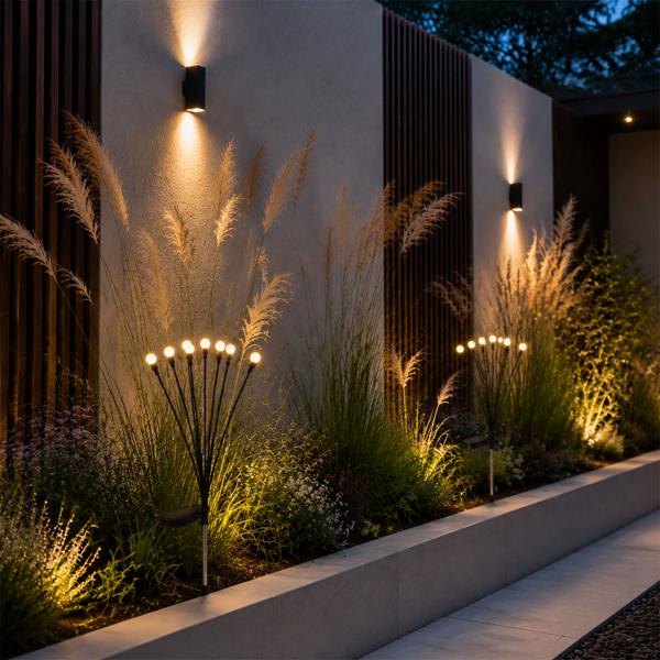 Solar firefly light for the garden: 8 movable light orbs with 2 modes, ground stake for atmospheric garden lighting, 65 cm height, weatherproof & decorative