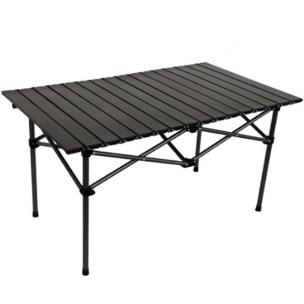 Tavolo da campeggio regolabile in altezza con piano arrotolabile in metallo, tavolo pieghevole da esterno per picnic e campeggio, incl. borsa per il trasporto, 95,5 x 55,5 x 49,5/80 cm