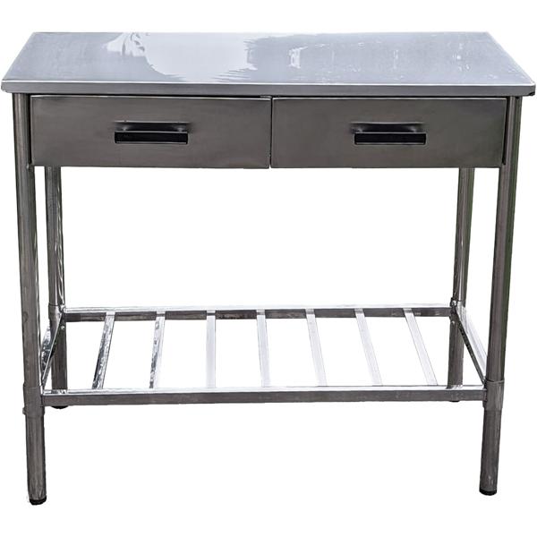 Edelstahl Arbeitstisch für die Outdoorküche - Stabiler Grilltisch mit 2 Schubladen, ideal zur Vorbereitung Ihrer Grillgerichte und als Serviertisch