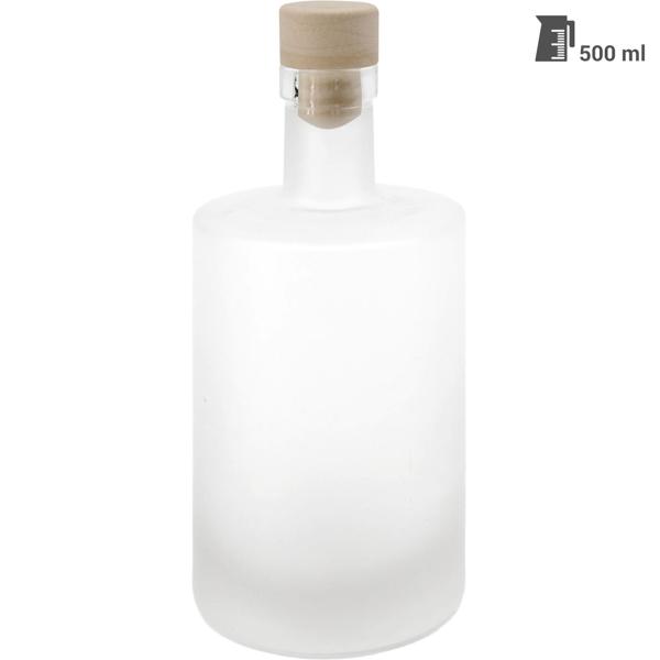 Set of 12 500 ml glass bottles with cork closure – matte glass liqueur bottles for filling & storage, reusable