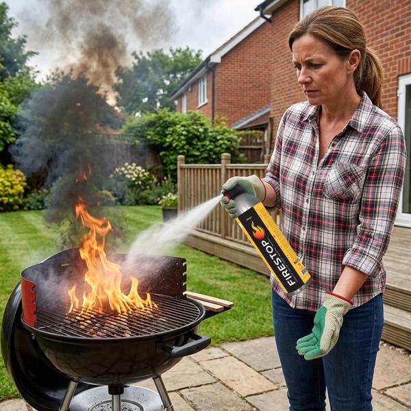 Set of 2 Firestop extinguishing sprays, fire class A/F, fluorine-free, 600 ml, grease fire extinguisher for cooking oil up to 5 L – Compact & safe, 5A 5F