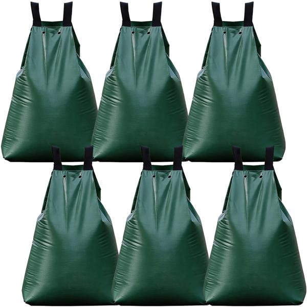 Set of 6 tree watering bags 75 L water bag for trees – UV‑ & weather‑resistant PE water bag with zipper & 2 eyelets – 9 h drip irrigation