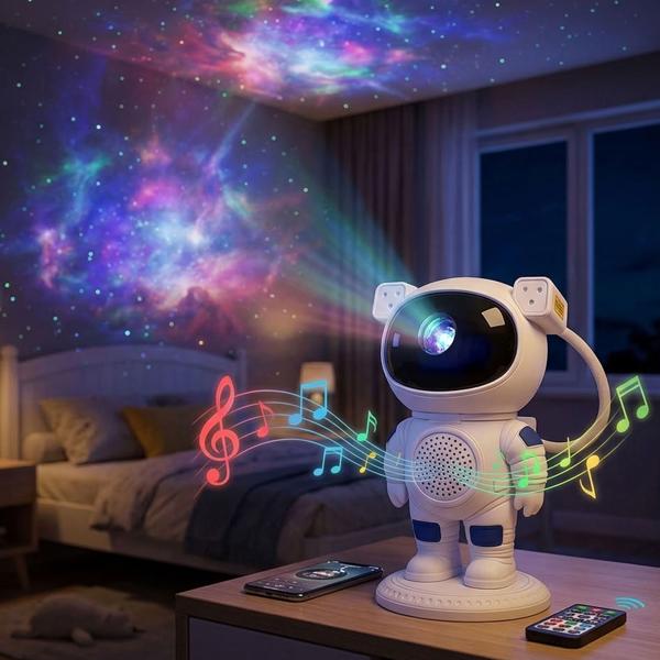 Sternenhimmel Projektor Astronaut mit Bluetooth Lautsprecher, Galaxy Projektor mit 14 Farbeffekten, Fernbedienung & Timer, Nachtlicht für Schlafzimmer
