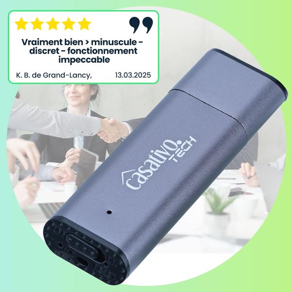 Mini-enregistreur vocal et clé USB 2 en 1 – dictaphone numérique portable avec activation vocale, 8 Go