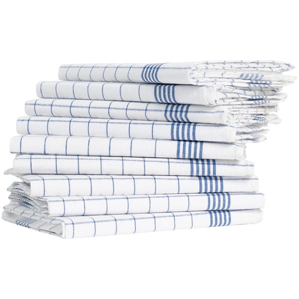 10er-Set Geschirrtücher aus 100% Baumwolle, 50x70 cm - Blau Kariert - Saugstarke Küchentücher für Haushalt & Gastro, Oeko-Tex, Premium Abtrockentücher