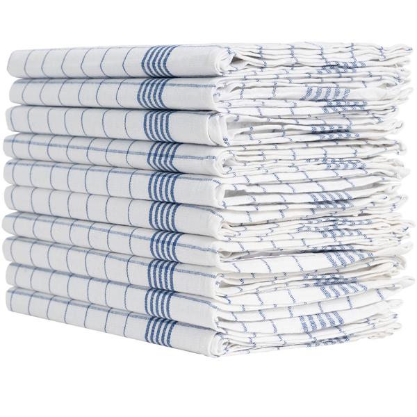 10er-Set Geschirrtücher aus 100% Baumwolle, 50x70 cm - Blau Kariert - Saugstarke Küchentücher für Haushalt & Gastro, Oeko-Tex, Premium Abtrockentücher