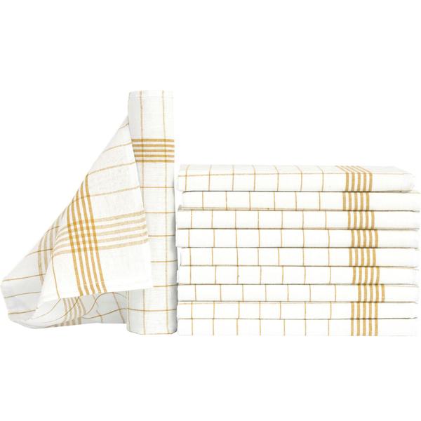 10er-Set Geschirrtücher aus 100% Baumwolle, 50x70 cm - Gelb Kariert - Saugstarke Küchentücher für Haushalt & Gastro, Oeko-Tex, Premium Abtrockentücher