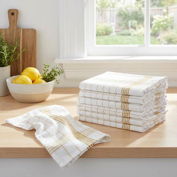 10er-Set Geschirrtücher aus 100% Baumwolle, 50x70 cm - Gelb Kariert - Saugstarke Küchentücher für Haushalt & Gastro, Oeko-Tex, Premium Abtrockentücher