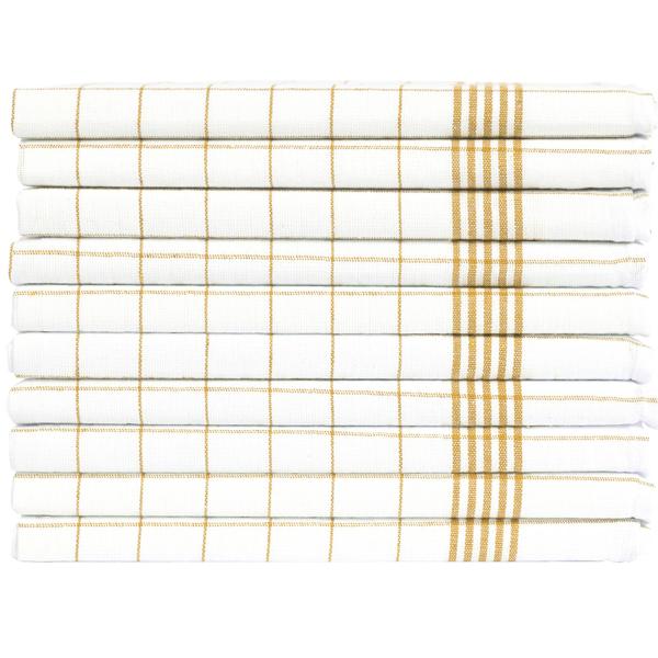 10er-Set Geschirrtücher aus 100% Baumwolle, 50x70 cm - Gelb Kariert - Saugstarke Küchentücher für Haushalt & Gastro, Oeko-Tex, Premium Abtrockentücher
