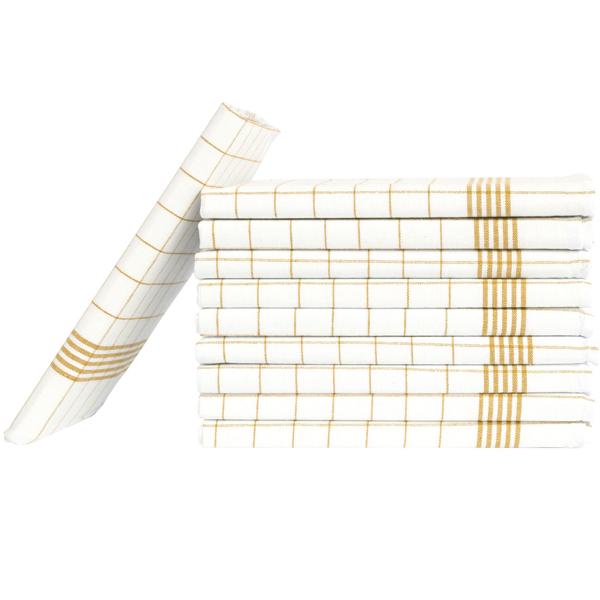 10er-Set Geschirrtücher aus 100% Baumwolle, 50x70 cm - Gelb Kariert - Saugstarke Küchentücher für Haushalt & Gastro, Oeko-Tex, Premium Abtrockentücher