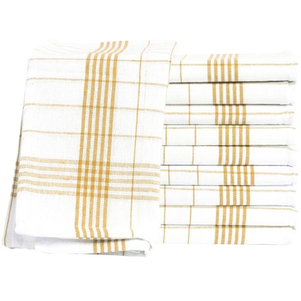 10er-Set Geschirrtücher aus 100% Baumwolle, 50x70 cm - Gelb Kariert - Saugstarke Küchentücher für Haushalt & Gastro, Oeko-Tex, Premium Abtrockentücher