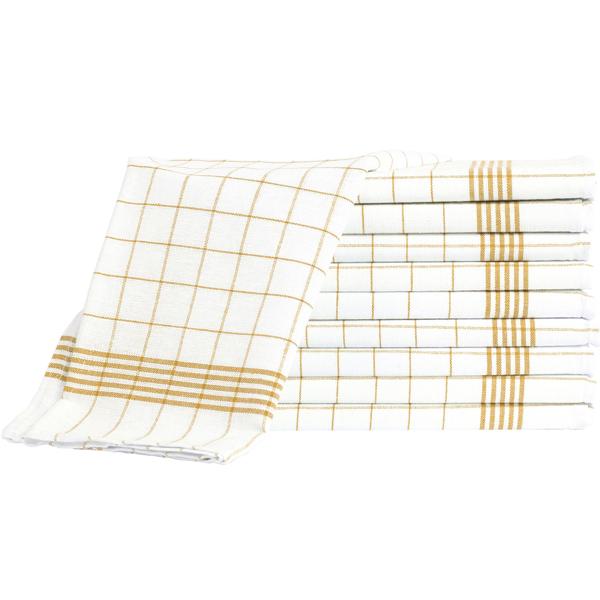 10er-Set Geschirrtücher aus 100% Baumwolle, 50x70 cm - Gelb Kariert - Saugstarke Küchentücher für Haushalt & Gastro, Oeko-Tex, Premium Abtrockentücher