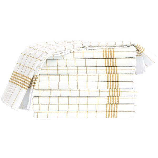 10er-Set Geschirrtücher aus 100% Baumwolle, 50x70 cm - Gelb Kariert - Saugstarke Küchentücher für Haushalt & Gastro, Oeko-Tex, Premium Abtrockentücher