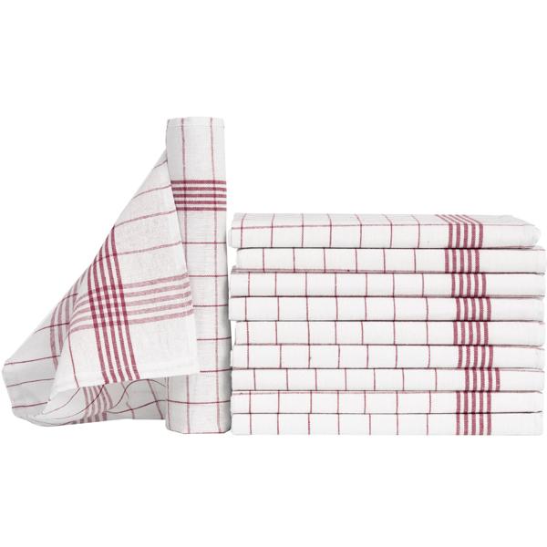 10er-Set Geschirrtücher aus 100% Baumwolle, 50x70 cm - Rot Kariert - Saugstarke Küchentücher für Haushalt & Gastro, Oeko-Tex, Premium Abtrockentücher