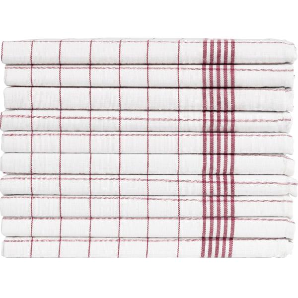 10er-Set Geschirrtücher aus 100% Baumwolle, 50x70 cm - Rot Kariert - Saugstarke Küchentücher für Haushalt & Gastro, Oeko-Tex, Premium Abtrockentücher
