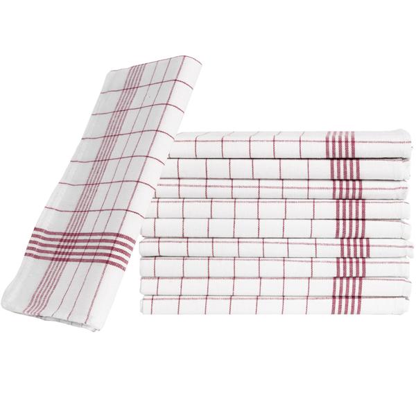 10er-Set Geschirrtücher aus 100% Baumwolle, 50x70 cm - Rot Kariert - Saugstarke Küchentücher für Haushalt & Gastro, Oeko-Tex, Premium Abtrockentücher