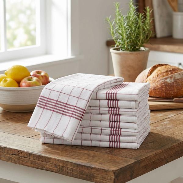 20er-Set Geschirrtücher aus 100% Baumwolle, 50x70 cm - Rot Kariert - Saugstarke Küchentücher für Haushalt & Gastro, Oeko-Tex, Premium Abtrockentücher