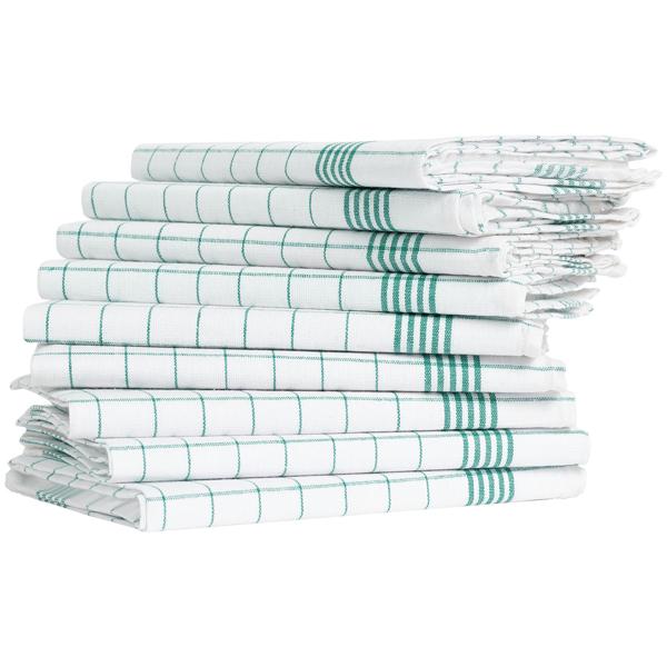 10er-Set Geschirrtücher aus 100% Baumwolle, 50x70 cm - Grün Kariert - Saugstarke Küchentücher für Haushalt & Gastro, Oeko-Tex, Premium Abtrockentücher
