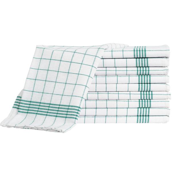 10er-Set Geschirrtücher aus 100% Baumwolle, 50x70 cm - Grün Kariert - Saugstarke Küchentücher für Haushalt & Gastro, Oeko-Tex, Premium Abtrockentücher