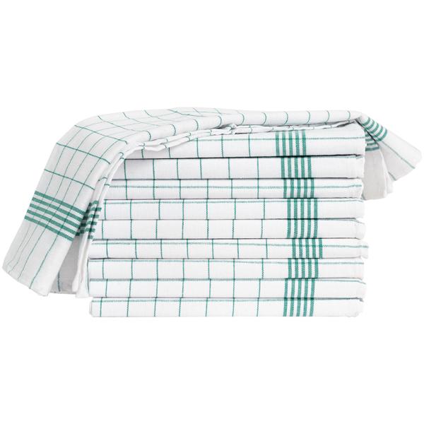10er-Set Geschirrtücher aus 100% Baumwolle, 50x70 cm - Grün Kariert - Saugstarke Küchentücher für Haushalt & Gastro, Oeko-Tex, Premium Abtrockentücher
