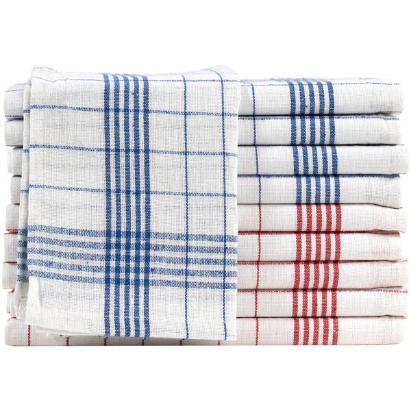 10er-Set Geschirrtücher aus 100% Baumwolle, 50x70 cm - Rot/Blau Kariert - Saugstarke Küchentücher für Haushalt & Gastro, Oeko-Tex, Abtrockentücher