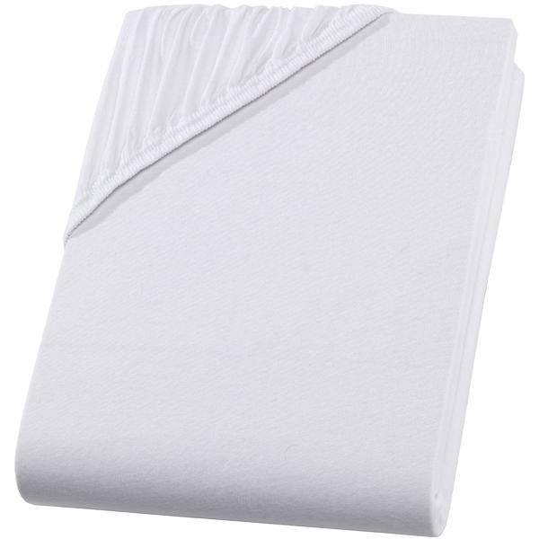 Drap-housse premium pour lit boxspring & lit à eau - blanc, 140-160x220 cm - 190 g/m2 coton/élasthanne - hauteur de bonnet 40 cm - Oeko-Tex - sans repassage & doux