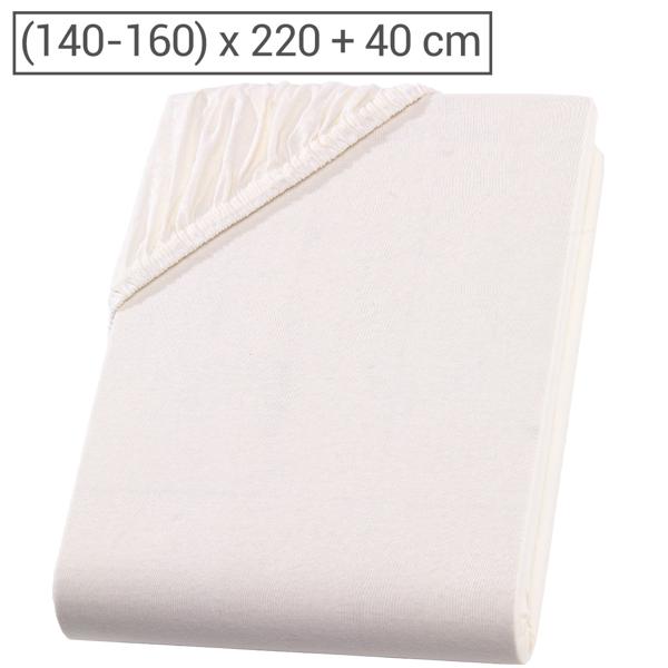 Lenzuolo coprimaterasso premium per letto boxspring e letto ad acqua - colore naturale, 140-160x220 cm - 190 g/m2 cotone/elastan - bordo alto 40 cm - Oeko-Tex - non richiede stiratura & morbido