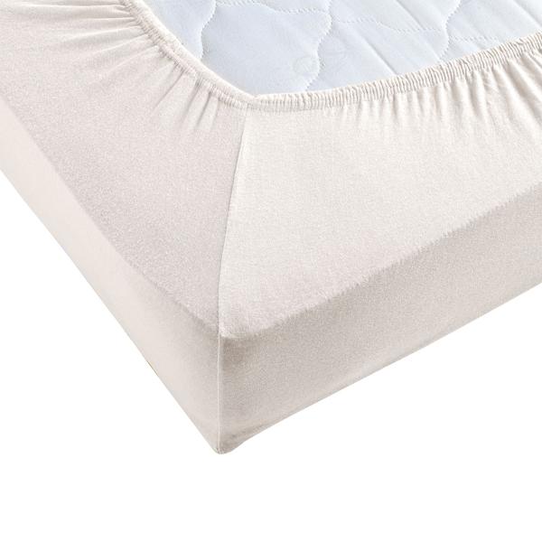 Lenzuolo coprimaterasso premium per letto boxspring e letto ad acqua - colore naturale, 140-160x220 cm - 190 g/m2 cotone/elastan - bordo alto 40 cm - Oeko-Tex - non richiede stiratura & morbido