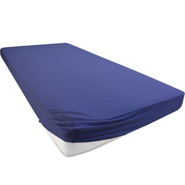 Lenzuolo con angoli premium per letto boxspring e waterbed - navy, 140-160x220 cm - 190 g/m2 cotone/elastan - angoli da 40 cm - Oeko-Tex - senza stiro & morbido