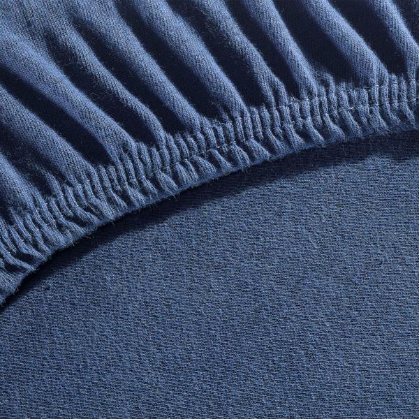 Lenzuolo con angoli premium per letto boxspring e waterbed - navy, 140-160x220 cm - 190 g/m2 cotone/elastan - angoli da 40 cm - Oeko-Tex - senza stiro & morbido