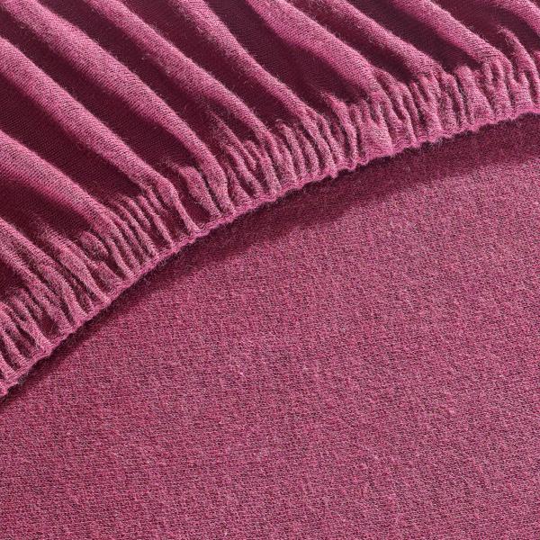 Premium fitted sheet for box spring bed & water bed - bordeaux, 140-160x220 cm - 190 g/m2 cotton/elastane - 40 cm pocket height - Oeko-Tex - non-iron & soft